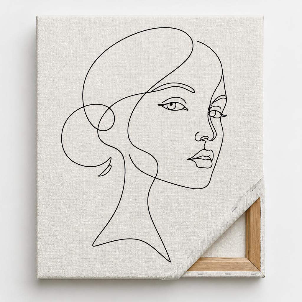 Line art printed on polyester canvas with wooden stretcher frame